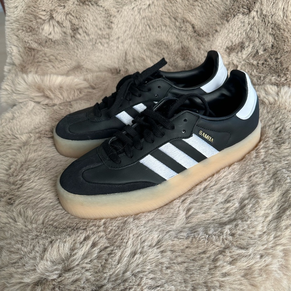 Adidas Sambae Black and White platform Sneakers